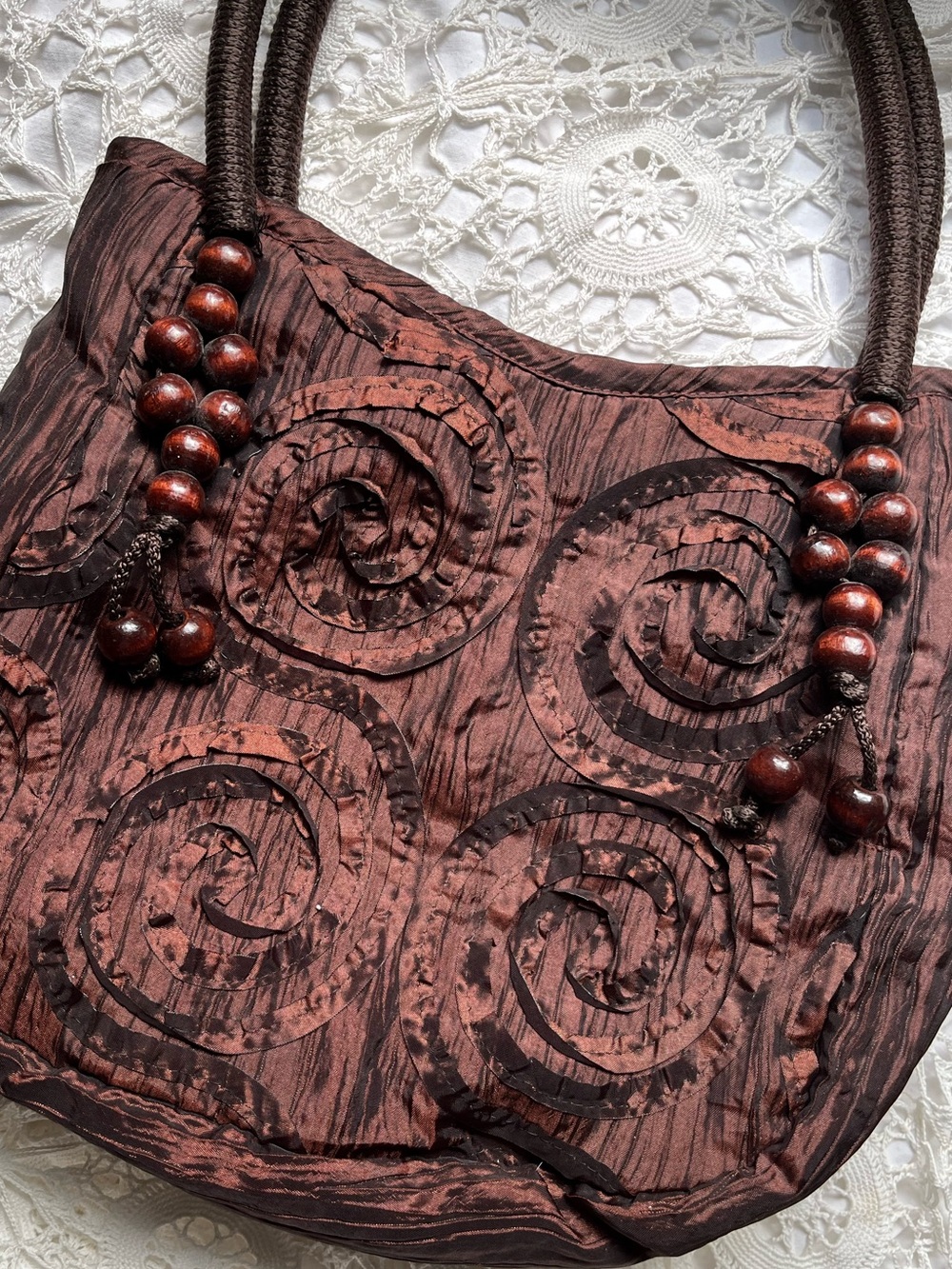 Vintage Y2K whimsygoth brown over the shoulder,beaded purse - Picture 2 of 8